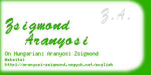 zsigmond aranyosi business card